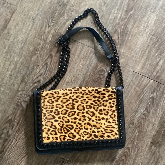 Aldo Handbags - ALDO PURSE CHAIN CROSSBODY BAG Black Leopard Print Shoulder BAG Animal Print